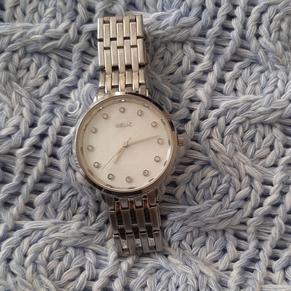 Relic womans mother of pearl face watch